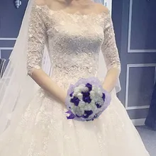 AYiCuthia Gorgeous Beaded Crystal Wedding Bouquet Ivory Rose Bridesmaid Flowers Artificial Sapphire Pearl Bridal Bouquets S65