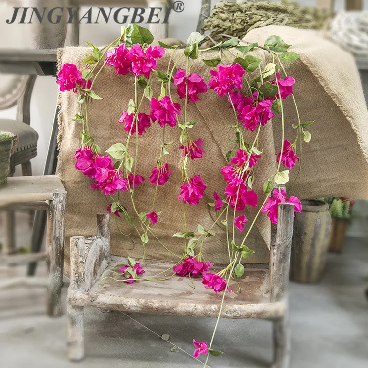 170 см бугенвиллеа Слива ротанга вертикальный искусственный шелк лоза для украшения дома DIY Свадебные стены искусственный цветок