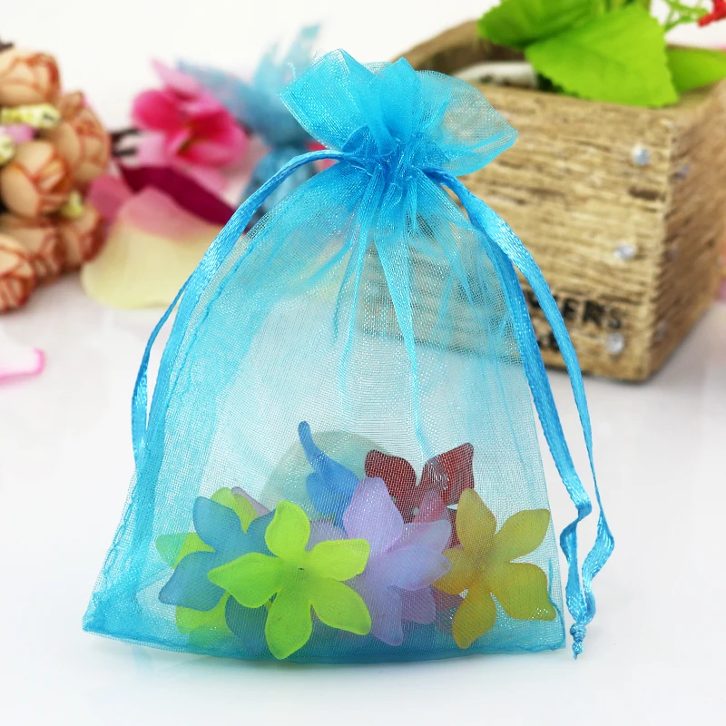 

Hot Sale 100pcs/lot Lake Blue 15x20cm Organza Gift Packaging Bags Jewelry Organza Bags Christmas Wedding Gifts Packing Pouches