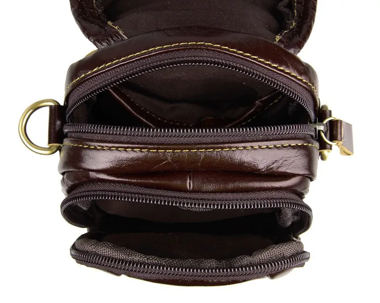 Мужские поясные сумки кофе из натуральной кожи повседневная мужская сумка-почтальон мини плеча Мобильный сумки M7297
