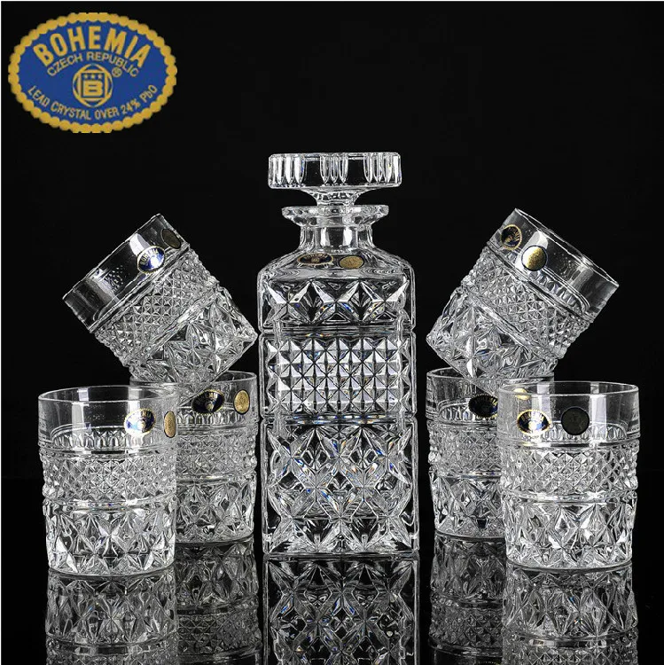 Bohemian Czech import lead free crystal whiskey glass wine glass of