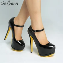 Sorbern/женские туфли-лодочки на высоком каблуке; туфли-лодочки из лакированной кожи с ремешком и пряжкой; женская обувь; женские туфли-лодочки на платформе разных цветов; P
