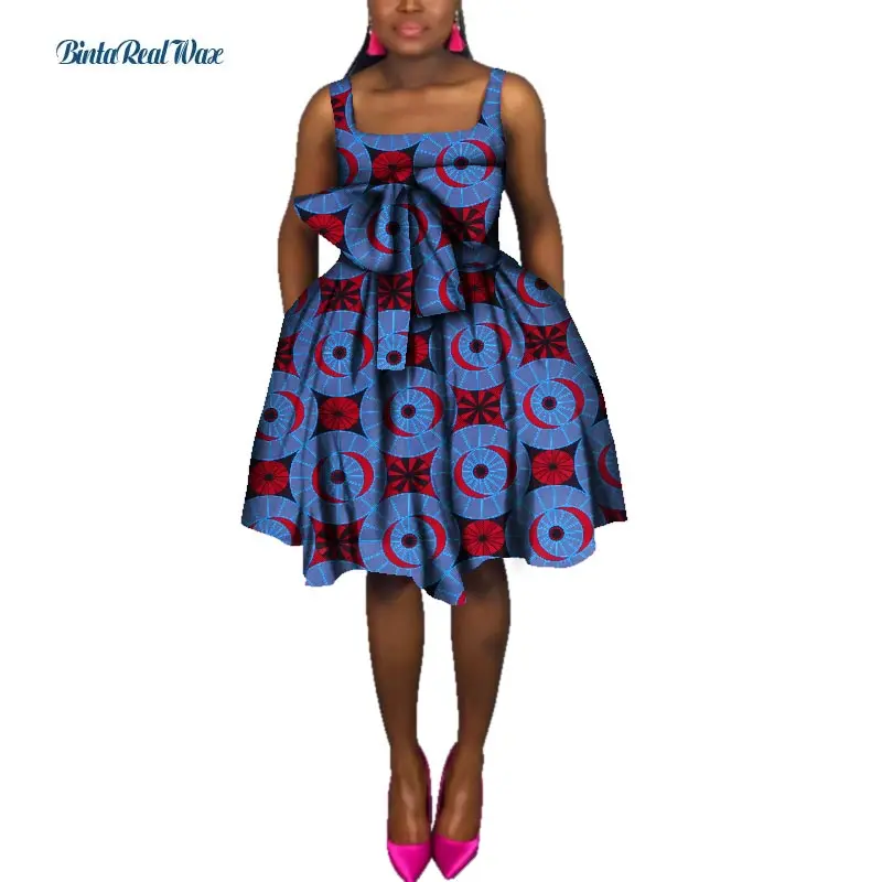 Комплект из обуви в африканском стиле Воск Принт платья женские, с бантиком и ремешком Анкара; платье до колен; платье в африканском стиле фут африканский дизайн женская одежда WY174 - Цвет: 5
