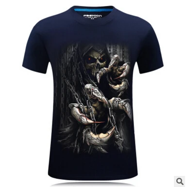 Горячая Распродажа, брендовая Новая модная тонкая летняя мужская футболка с 3D принтом пиратского черепа, повседневные топы с короткими рукавами, мужские футболки больших размеров - Цвет: Dark blue