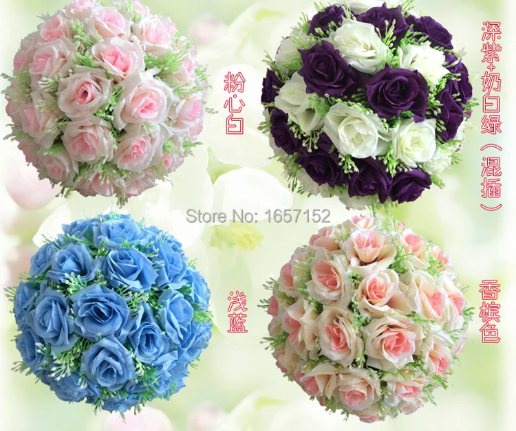 

20cm ball-flower high compact Artificial Silk Rose flower ball wedding party ornament christmas house decoration 10pcs/lot