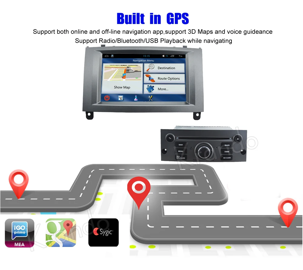 Clearance Krando Android 8.0 car dvd player multimedia for peugeot 407 2004-2010 radio gps navigation system WIFI 3G Playstore AC 3