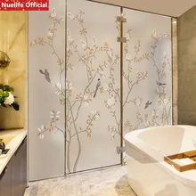 Дерево Птица на ветке узор Электростатическая пленка «замороженное стекло» гостиная спальня офис магазин раздвижные двери непрозрачная ПВХ Солнцезащитная пленка