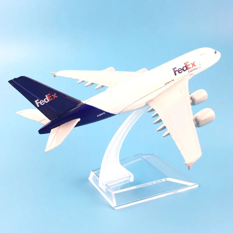 A380 FEDEX EXPRESS Airline MODEL PLANE AIRCRAFT Kids Toys 16CM Alloy Metal Model Plane W Stand Aircraft Toys Birthday Gift 2