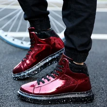 2017 Neuheiten Silber Schnüren Freizeitschuhe Luxus Marke Hip Hop Schuhe Männer Fashion High Top pop schuhe Schwarz Schuhe T030713