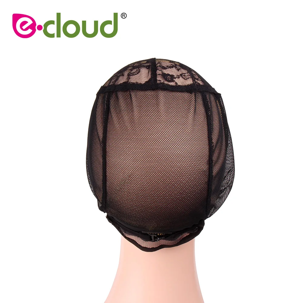 5pcs/pack Wig Cap Weaving Glueless Caps Black Mesh Lace Front Crochet Adjustable Straps Elastic Bands For Making Wigs Hairnet