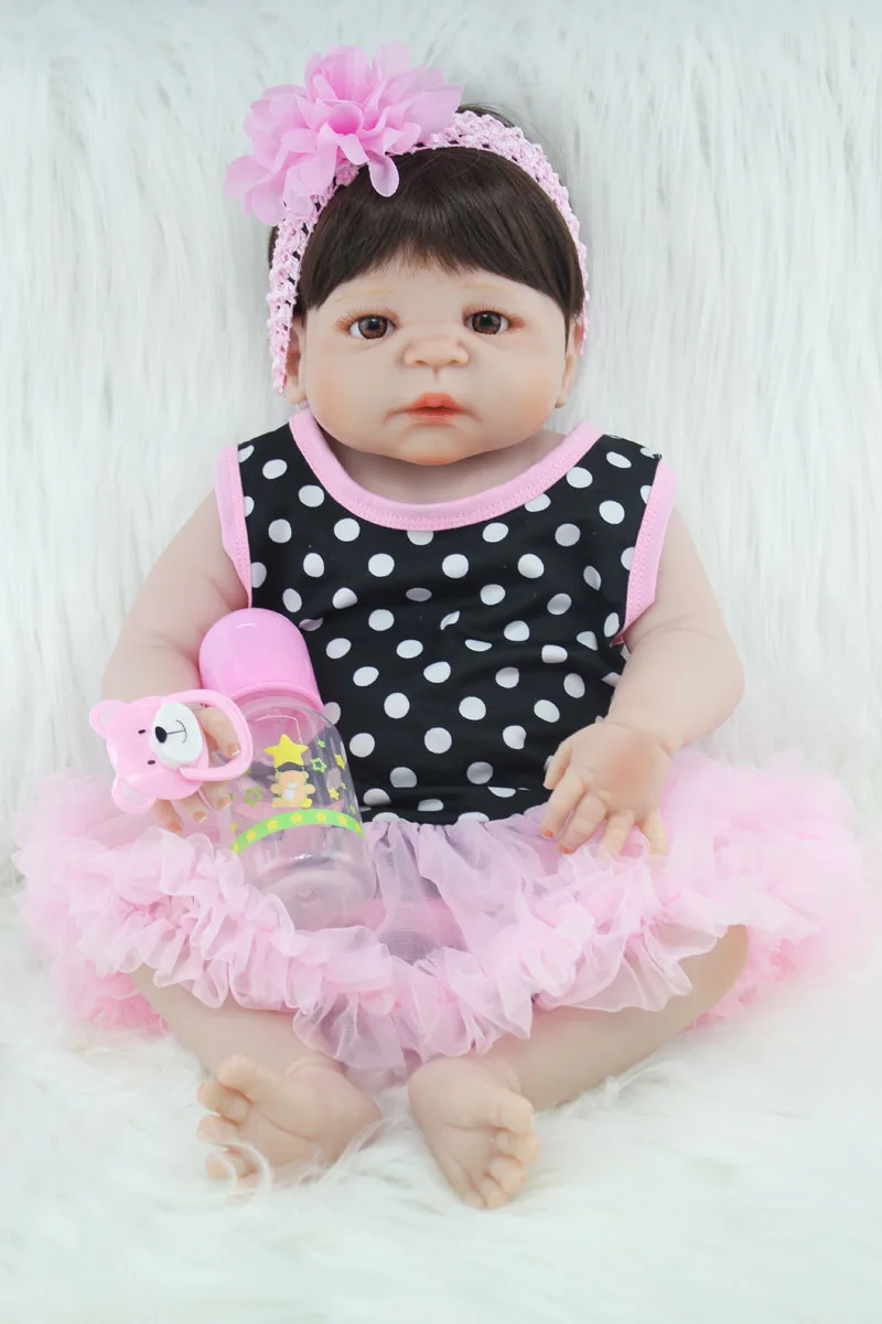Дешево 55 см всего тела силикона Reborn Baby Doll игрушки новорожденных Bebe кукла подарок на день рождения купаться игрушка для девочек Bonecas Brinquedos
