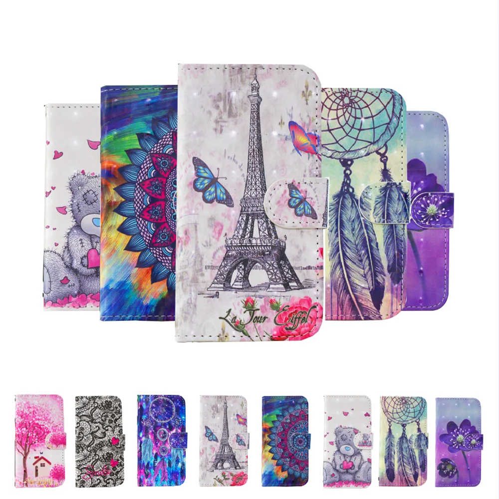 

For Xiaomi 5X A1 Case 3D Painting Flip Case Xiaomi 6X A2 Cover PU Wallet Leather Case Color pattern Protective Cover