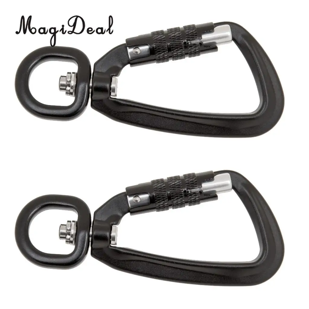 MagiDeal 2 Pieces Self Auto Lock Carabiner Swivel Rotating Ring Outdoor Keychain Hook