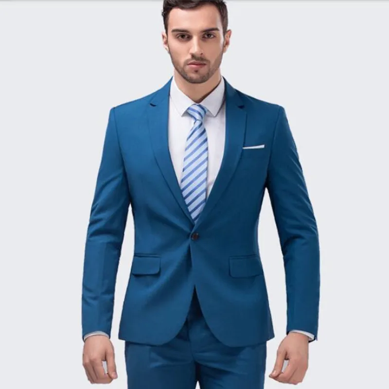 329 Custom Made New Style Turquoise Men's Wedding Suits Groom Tuxedo Business Formal Party Suit Men Suits (Jacket+Pants) W329