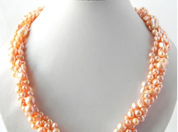

wan 002462 4Strands 21'' 10MM Pink Double Baroque Freshwater Pearl Necklace