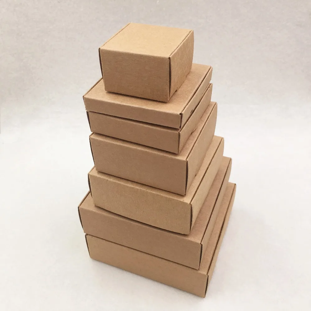 

20Pcs/Lot Multiple 8 Size Series Brown Kraft Paper Card Box Carton For Handmade Birthday Cup Cake Display Packing Storage Cases
