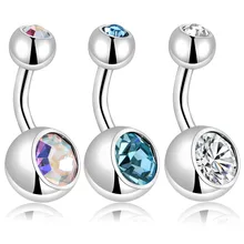 GAGABODY 14 г 1/4 двойные CZ короткие пупка кольца пупка 316L хирургическая сталь серьги пирсинг гвоздики