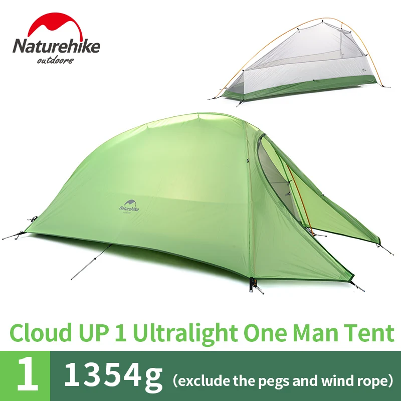 Naturehike Cloud Up Series 1 2 3 человек Сверхлегкий Тент Открытый лагерь оборудование 2 человек путешествия зимний кемпинговый тент с ковриком - Цвет: UP1 210T green