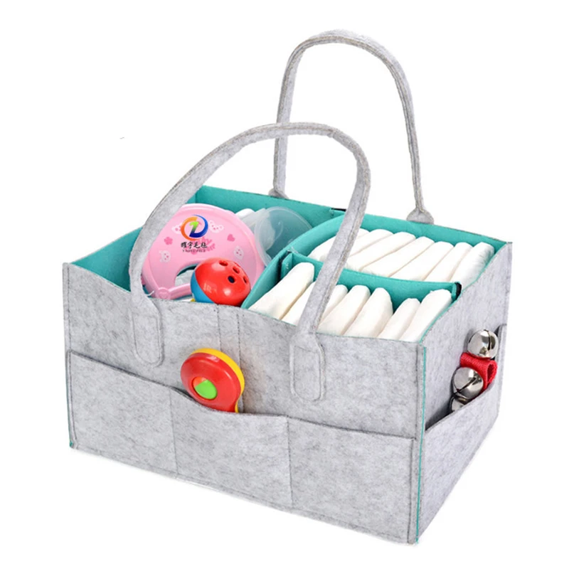 Baby Diaper Caddy Organizer Nursery Storage Bin Tote Bag,Travel Toy Nappy Organizer Darkgray Portable Wipes Holder Bag Car Organizer for Diapers and Baby Wipes