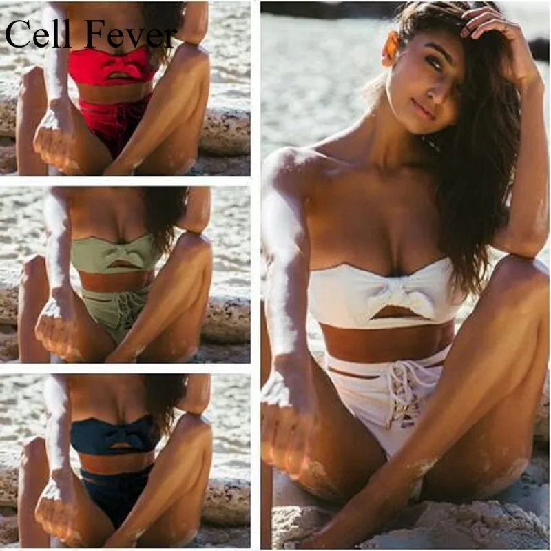 

High Waist Swimsuit 2019 Sexy Bikini Women Brazilian Swimwear Push Up Bandeau Beachwear Bandage Bikinis Set Female Bathing Suits
