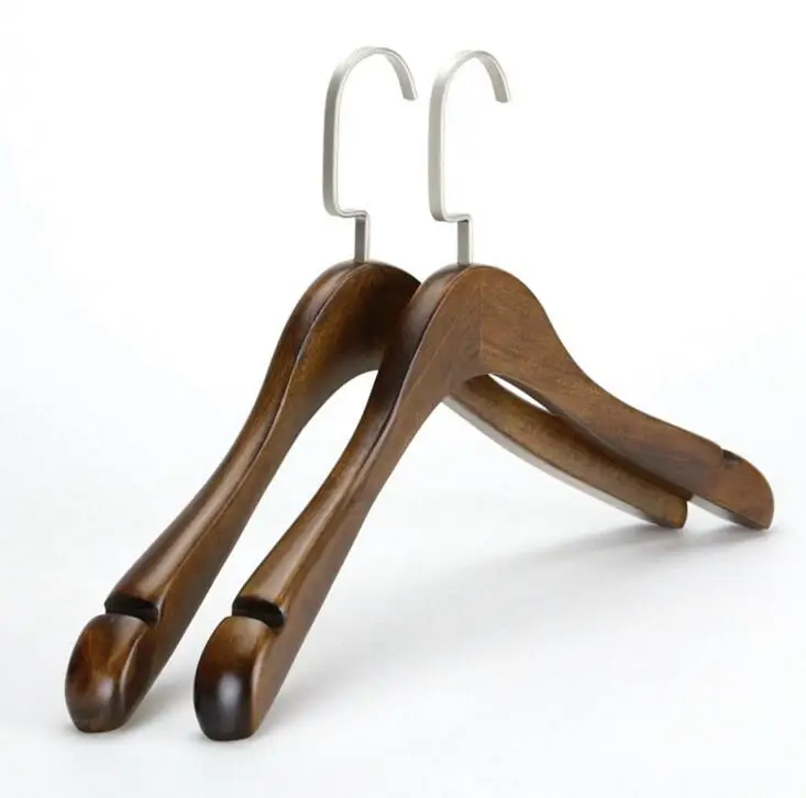 Thick Wood Hanger for Coat Garment, Retro Finish Heavy Duty Suit Hanger