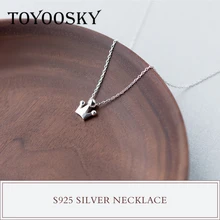 TOYOOSKY, винтажное,, настоящее 925 пробы, Серебряное колье с кулоном корона для женщин, роскошный бренд, ювелирное изделие, подарок для влюбленных
