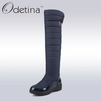 

Odetina Women Long Warm Snow Boots Black Over The Knee Boots Womens Thigh High Boots Platform 2018 Fashion Women Winter Shoes