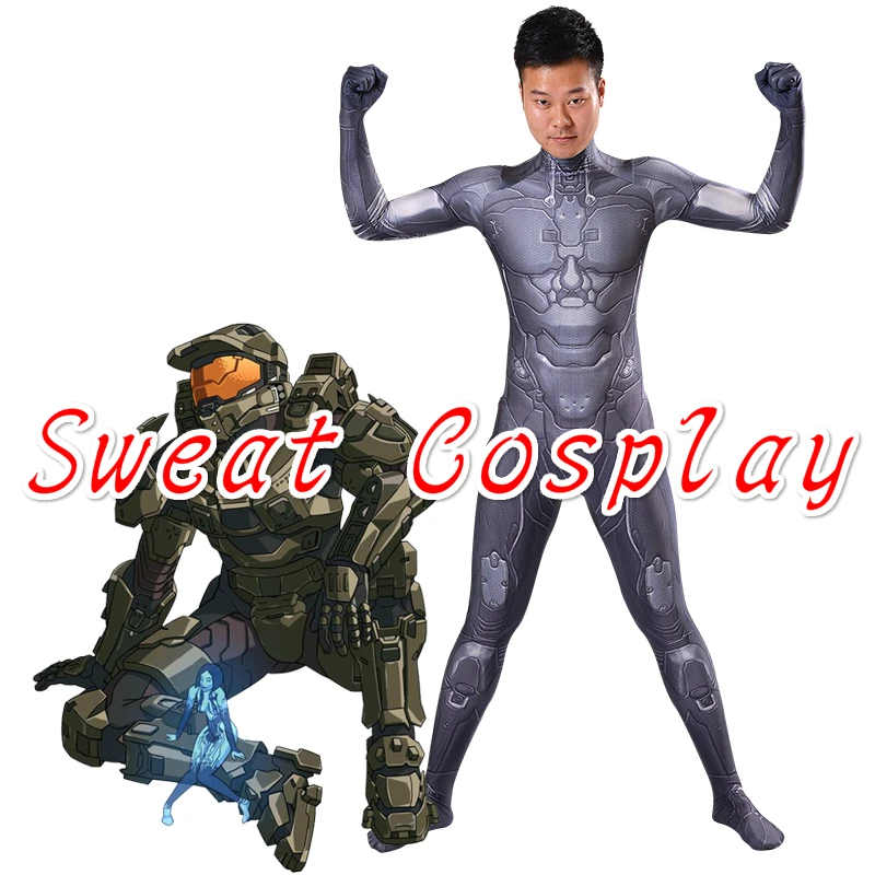 High Quality 2018 3D Print Male Halo Costume Master Chief Game Cosplay  Superhero Costume Spandex Zentai Catsuit For Halloween