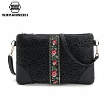Womanweisi marca 2017 nuevo diseño ahueca hacia fuera la flor mujeres mini bolso de embrague encantador pequeño bolso mensajero de las mujeres bolsos de hombro de la vendimia