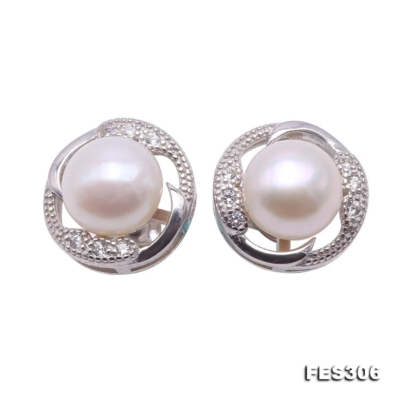 

JYX pearl stud earrings sterling silver earring 7.5mm White pearl earrings Near-round Freshwater Christmas jewelry for women