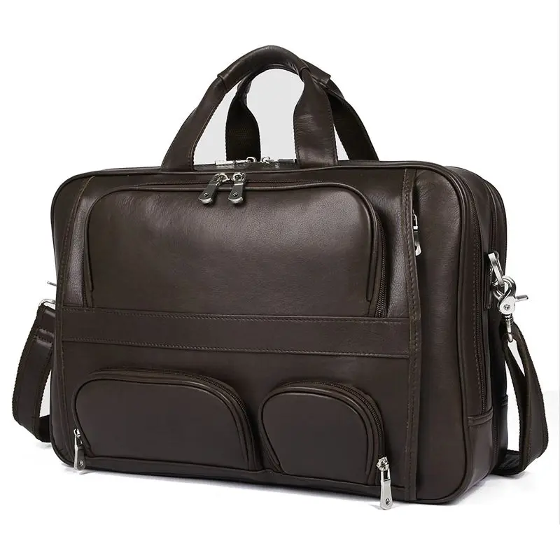 J.M.D мужской портфель натуральная винтажная кожаная сумка для ноутбука большой размер Ручная деловая сумка 7289A/7289Q - Цвет: Coffee