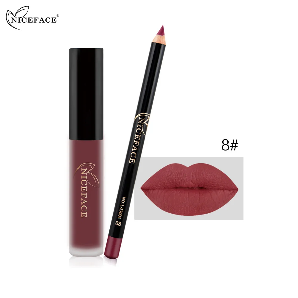 NICEFACE 2pcs/set Cosmetics Kits Waterproof Lipstick Lipliner Pencil