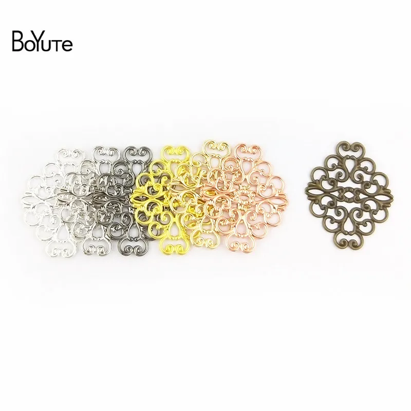 BoYuTe 100 Pcs 7 Colors 3630MM Metal Brass Filigree Flower Charms European Style Diy Pendant Charms (5)