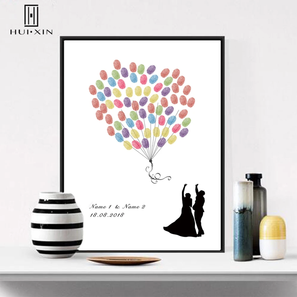 

Personalized Party Decoration Fine Free Custom Name Date Wedding Souvenirs DIY Fingerprint Signature Guest Book Sweet Gift