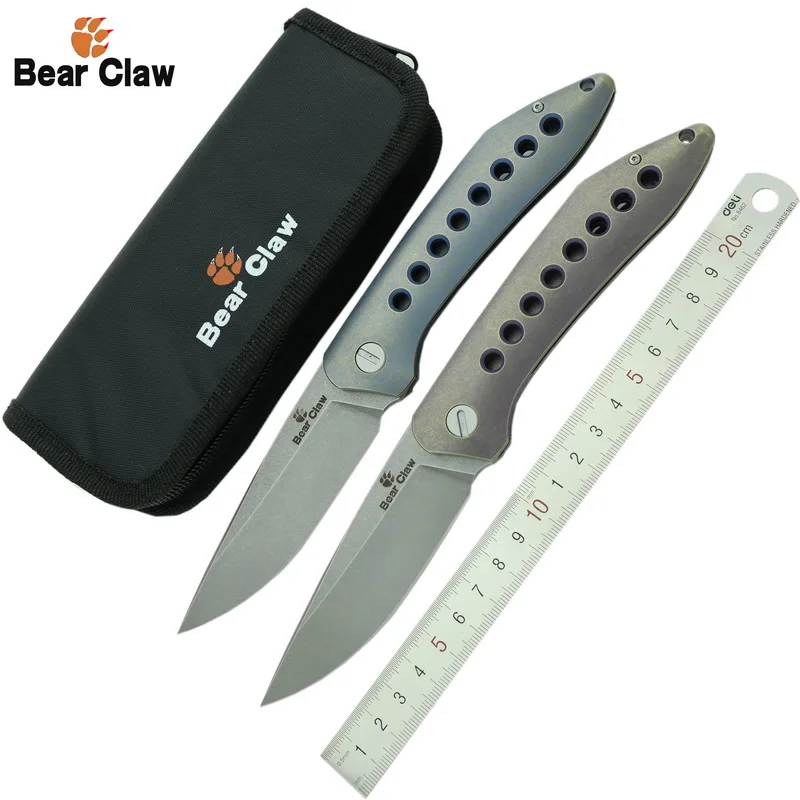 

Bear Claw BC1602S flip folding knife bearing S35VN blade TC4 titanium handle outdoor camping hunting pocket fruit knife EDC tool