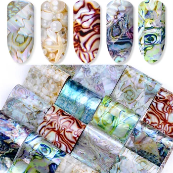 

16pcs Holographic Nail Foil Colorful Leopard Shell Pearl Patterns Transfer Stickers Decals Sliders for Nail Art Decoration Tips
