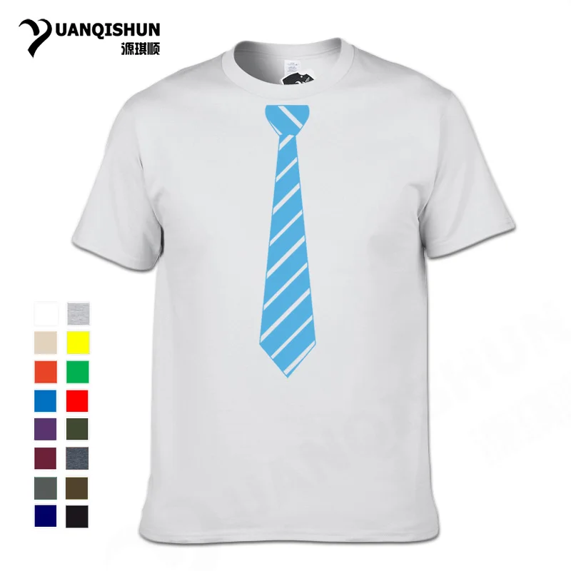 YUANQISHUN Classic Oblique Striped Tie Design T shirts Funny Men's Fake Printed T-shirt Fashion Personality Men Tops Tee 3XL | Мужская