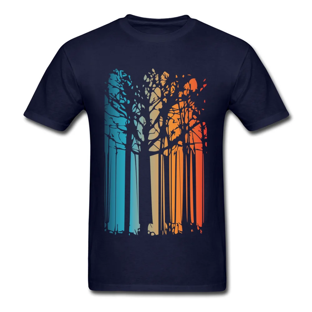 Magic colored forest Fashionable T Shirts for Men Cotton Lovers Day Tees Printed Tops T Shirt Short Sleeve Fashion Round Neck Magic colored forest navy