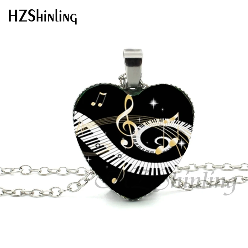 Новинка, рояльное сердце, ожерелье, музыкальное пианино, сердце, подвеска, Черное и белое пианино, ключи, ювелирные изделия, женское ожерелье в форме сердца, HZ3