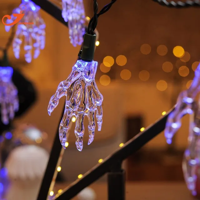 new 2018 10 led string lights halloween skeleton hands colorful flash mood bulb terror atmosphere outdoor