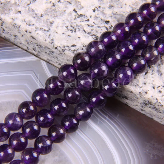 Free Shipping Fashion Jewelry 6MM Round Natural Purple Crystal Beads