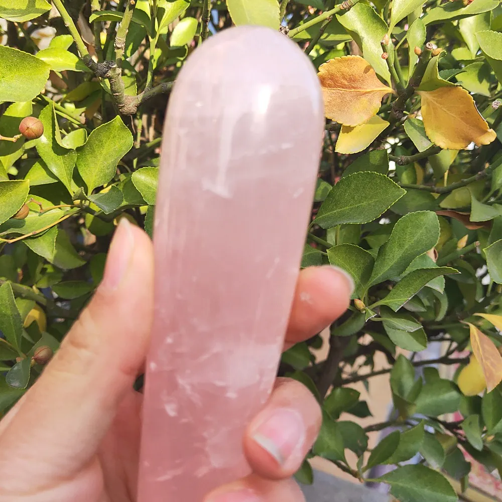 US Natural Pink/Rose Quartz Crystal Healing Massage Wands Stone Reiki Stick Gift 