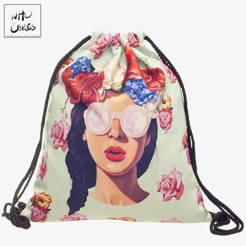 

US style 3D Printing Fashion Escolar mini backpack women Harajuku school Drawstring Bag Travel Softback Mochila Backpacks