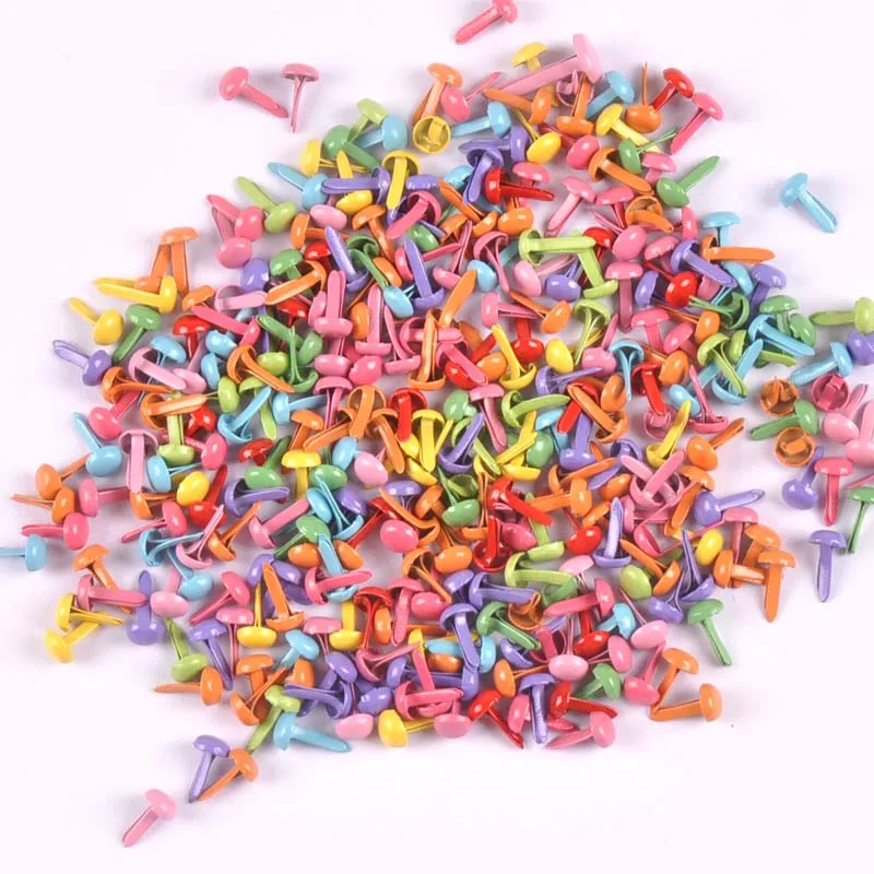 Metal Brads Mini Mixed Round Brads Scrapbooking Embellishment Fastener 4.5x8.5mm 200pcs