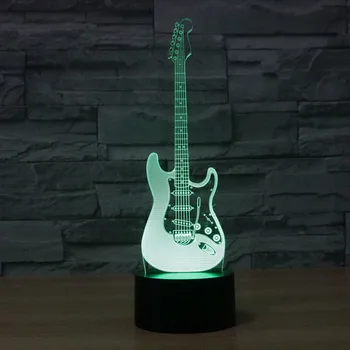 

Creative 3D light electric guitar Model Illusion 3d Lamp LED 7 Color changing USB touch sensor desk light Atmosphere In Bedroom
