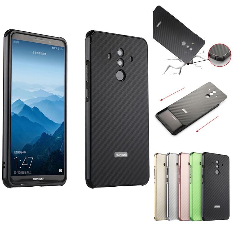 

Luxury Aluminum Metal Frame Bumper Case For Huawei Mate 10 Pro Carbon Fiber Back Cover for Huawei Mate 10 Pro Case 6.0''