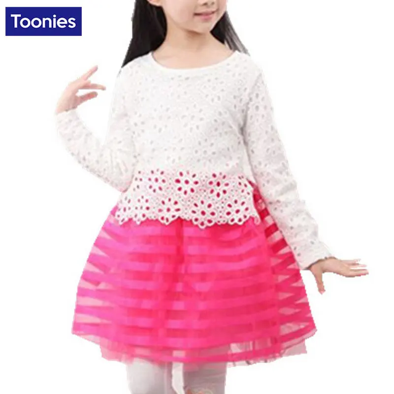 

Crochet Lace Dresses For Toddler Girls Summer Princess Frock Cotton Party Dress Clothing Kids Strip Long Sleeve Costume Vestido