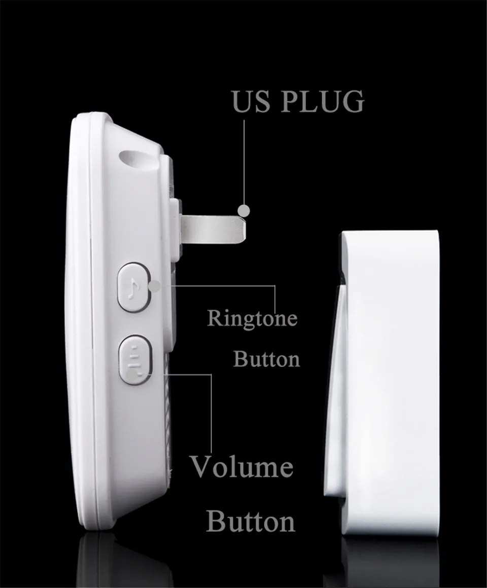 Беспроводной Автономный дверной звонок CACAZI, водонепроницаемый, без батареек, Smart US/EU/UK Plug, 120 м, пульт дистанционного управления, AC, светодиодный, кнопка приемника, 38 колокольчиков