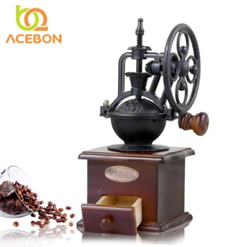 

ACEBON Manual Coffee Grinders Coffee Bean Burr Mill Ceramic Millstone Classical Wooden Hand Ferris Wheel Design Coffee Grinder