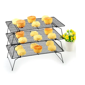 

Stainless steel wire can be folded 3 / single-layer cake cooling rack home kitchen baking supplies large drying barbecue grill